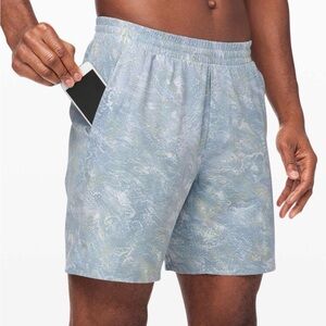 Lululemon Men's Channel Cross Swim Shorts In Stratus White Chambray  7"